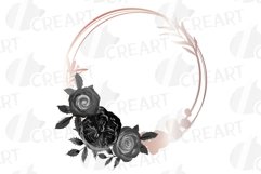 Midnight black rose bridal bouquets, rose gold floral frames Product Image 9