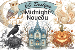 Art Nouveau Halloween Png, Spooky Halloween Clipart Product Image 1