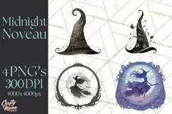 Art Nouveau Halloween Png, Spooky Halloween Clipart Product Image 1