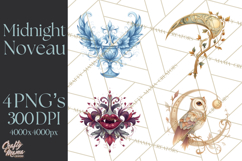 Art Nouveau Halloween Png, Spooky Halloween Clipart Product Image 1