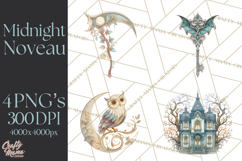 Art Nouveau Halloween Png, Spooky Halloween Clipart Product Image 1