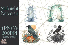 Art Nouveau Halloween Png, Spooky Halloween Clipart Product Image 1