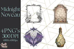 Art Nouveau Halloween Png, Spooky Halloween Clipart Product Image 1