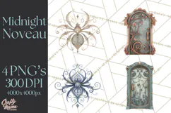 Art Nouveau Halloween Png, Spooky Halloween Clipart Product Image 1
