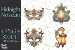 Art Nouveau Halloween Png, Spooky Halloween Clipart Product Image 1