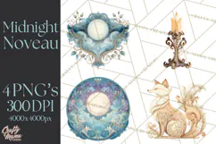 Art Nouveau Halloween Png, Spooky Halloween Clipart Product Image 1