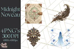 Art Nouveau Halloween Png, Spooky Halloween Clipart Product Image 1