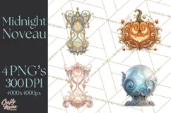 Art Nouveau Halloween Png, Spooky Halloween Clipart Product Image 1