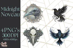 Art Nouveau Halloween Png, Spooky Halloween Clipart Product Image 1