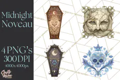 Art Nouveau Halloween Png, Spooky Halloween Clipart Product Image 1