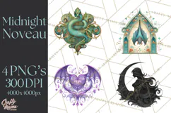 Art Nouveau Halloween Png, Spooky Halloween Clipart Product Image 1