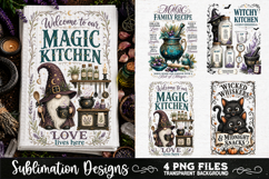 Magic Witchy Kitchen Towels PNG Sublimation Designs 4 Files Product Image 1