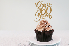 Cake topper SVG for a 60th birthday featuring connected cursive typography and balanced layout, designed for clean cuts with no thin or broken lines.