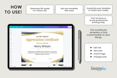 Military Service Appreciation Certificate Custom Templates Product Image 6