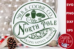 Christmas Round Sign Svg, Milk And Cookie Co Door Hanger Product Image 1