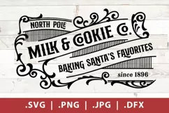 Old vintage Christmas Sign - North Pole Milk and Cookie svg Product Image 2