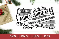 Old vintage Christmas Sign - North Pole Milk and Cookie svg Product Image 1