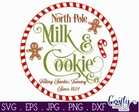 Santa's Milk And Cookie Co Christmas Round Sign Svg Product Image 2