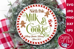 Santa's Milk And Cookie Co Christmas Round Sign Svg Product Image 1
