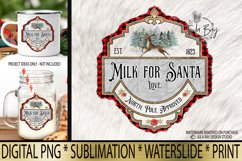 Milk and Cookies For Santa Christmas Sublimation PNG Cookies for Santa Vintage Buffalo Plaid You Customize with Family Name