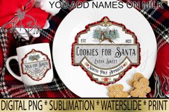 Milk and Cookies For Santa Christmas Sublimation PNG Cookies for Santa Vintage Buffalo Plaid You Customize with Family Name
