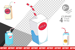 Milk Box with Straw Clipart Product Image 1