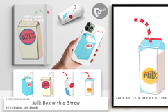 Digital Paper Milk Box with Straw Product Image 1