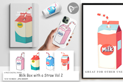 Digital Paper Milk Box with Straw Product Image 1