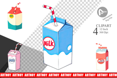 Milk Box with Straw Clipart Product Image 1