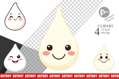 Smiling Milk Drop Clipart Product Image 1