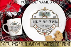 Milk For Santa Christmas Sublimation PNG Cookies for Santa Vintage Christmas Sublimation You Customize with Family Name