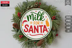 Milk For Santa SVG | Christmas Round Sign SVG | Xmas SVG Product Image 1