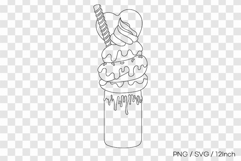 Donut monster milkshake line art PNG SVG vector illustration Product Image 1