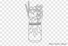 Marshmallow monster milkshake line art PNG SVG vector illust Product Image 1