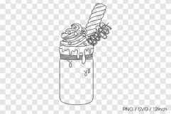 Jelly monster milkshake line art PNG SVG vector illustration Product Image 1