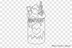 Strawberry monster milkshake line art PNG SVG vector illust Product Image 1