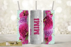 MIMI tumbler wrap sublimation design png with red peony Product Image 1