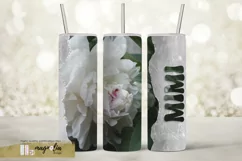 MIMI tumbler wrap sublimation design png with white peony Product Image 1