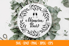 Mimosa Bar. Wedding bar SVG. Party decorations. Round sign Product Image 1