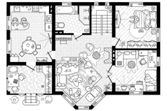 Floor plan in top view with furniture. Vector Product Image 1