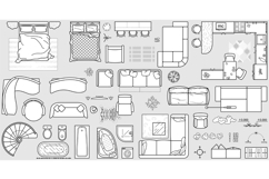 Floor plan furniture icons set for design interior. Vector Product Image 1