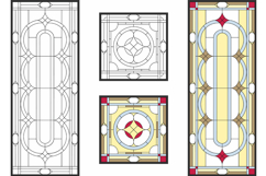 Stained glass window frame. Ceiling or door panels. Vector Product Image 1