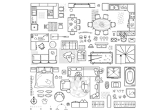 Floor plan furniture icons set for interior design Product Image 1