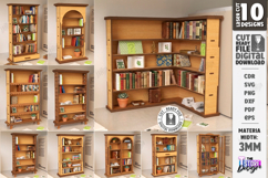 Miniature Bookshelves Laser Cut Bundle | Mini Bookcase | CNC Product Image 1