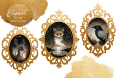 Forest Animals In Golden Frames Clipart Product Image 1
