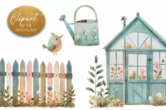 Nordic Spring Garden Clipart - 4 PNG Files Product Image 1