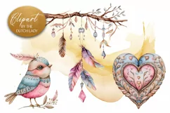 Bohemian Birds Clipart - 4 PNG Files Product Image 1