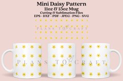 mini daisy pattern coffee mug sublimation wrap glass mug wrap svg presized for 11oz and 15oz glass ready to cut and sublimation files