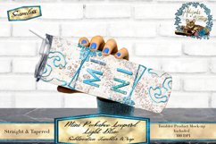 This is a mini peekaboo leopard blue sublimation tumbler design for a 20oz skinny tumbler.