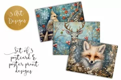 Christmas Animals Postcard & Art Prints - 3 JPEG Files Product Image 1